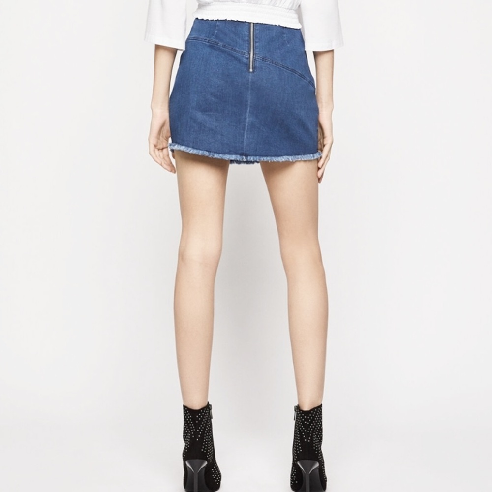 BCBGeneration patchwork stretch denim raw hem min… - image 3